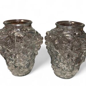 Antique Goofus Glass Puffy Vases – Grapes Pattern